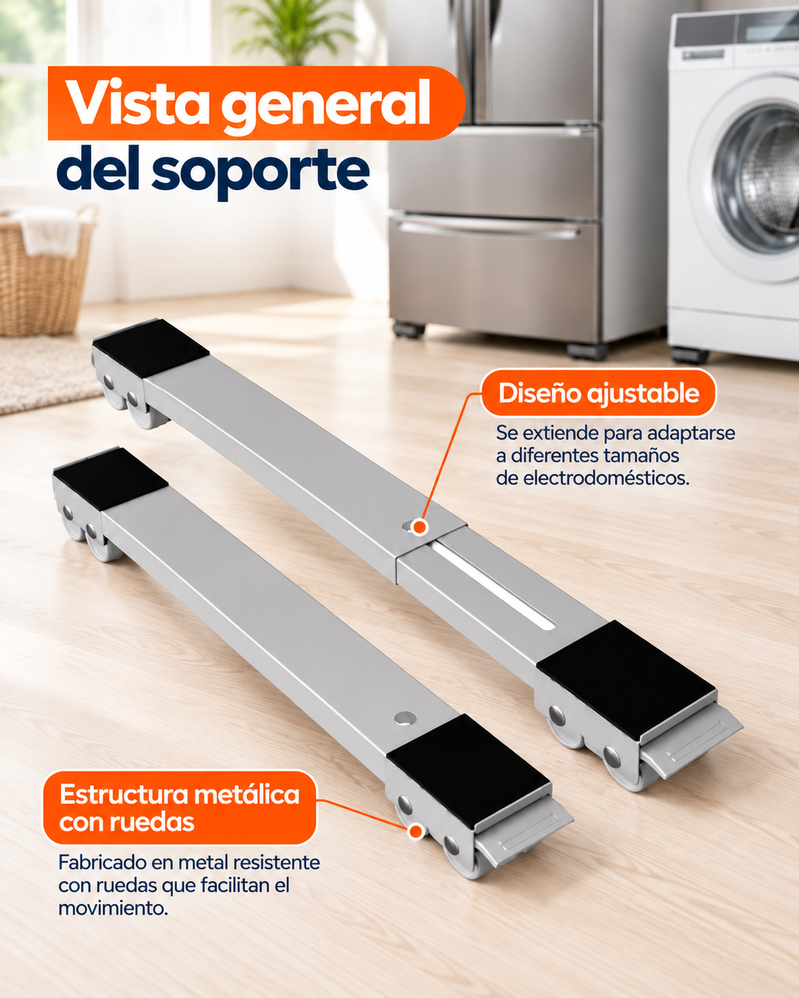 Soportes Ajustables con Ruedas para Electrodomésticos