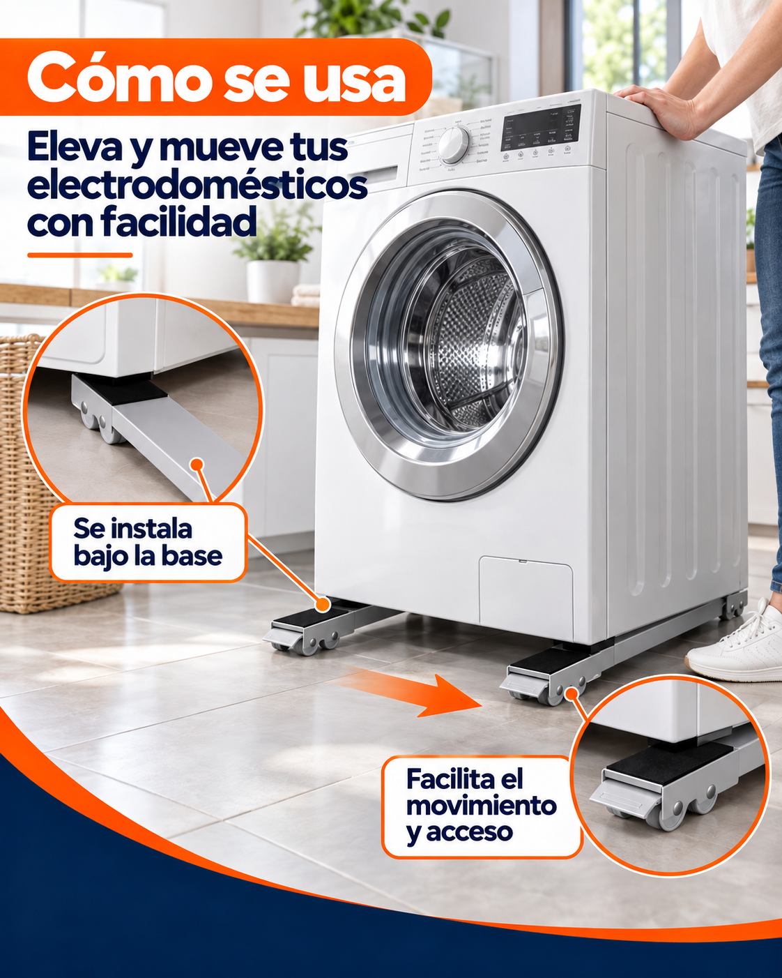 Soportes Ajustables con Ruedas para Electrodomésticos